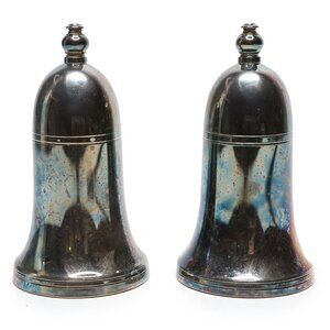 Vintage Viners of Sheffield Silver Plate on Copper Bell Shakers - w/ OG Stoppers